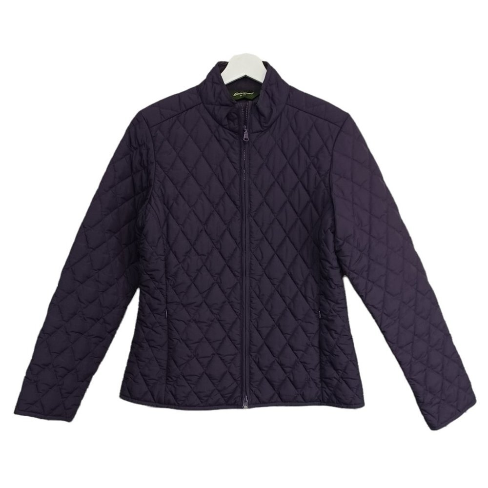 Eddie Bauer Quilted Jacket Womens size Medium Purple Grape Full Zip w Pockets‎